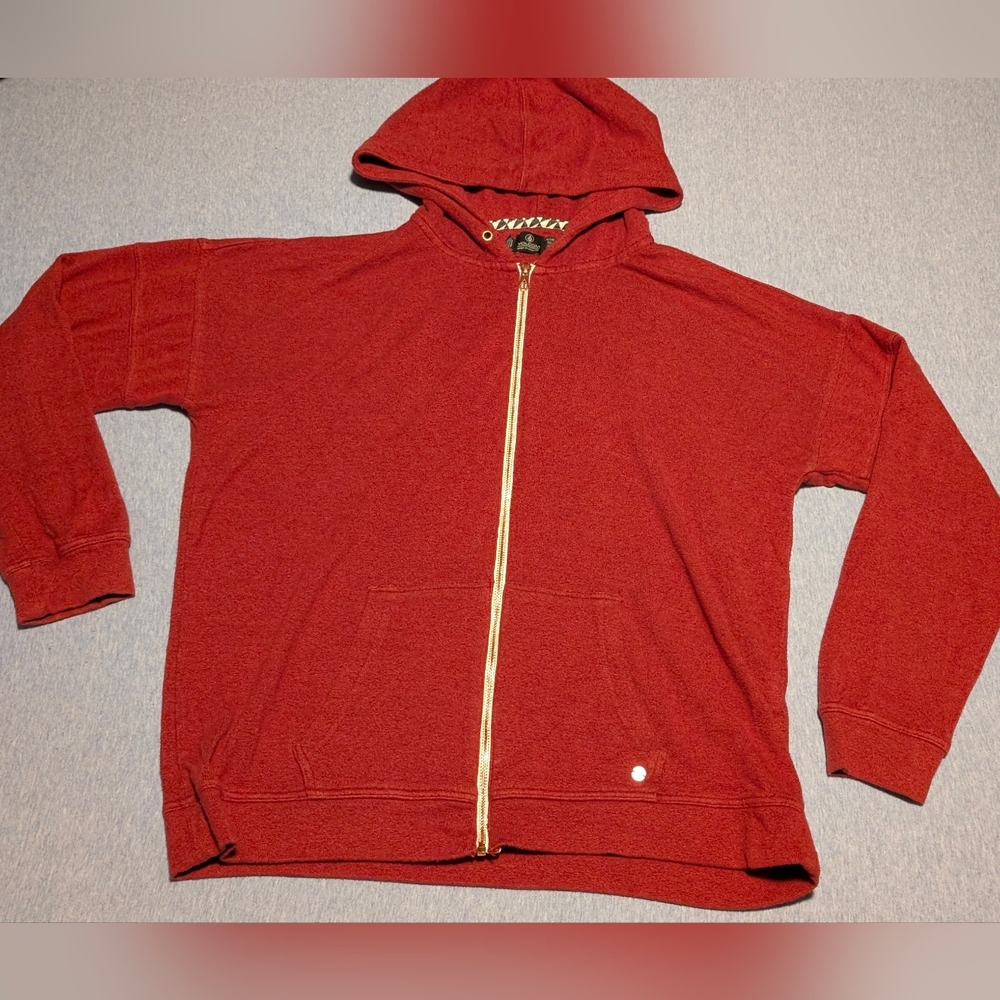 Volcom True to This Maroon / Red / Rust / Burgundy Zipper Hoodie Jacket Unisex
